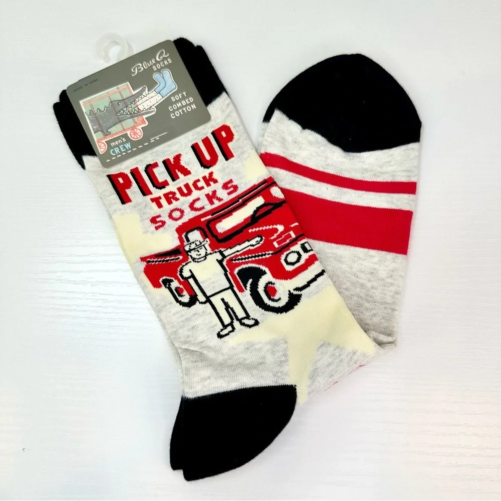 Blue Q Pick Up Truck Crew Socks, Men’s